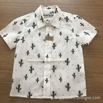 Full print cactus kids' 100%cotton short sleeve shirt